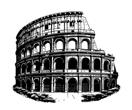 Colosseum abstract sketch hand drawn in doodle style Vector illustrationのイラスト素材