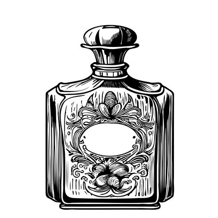 Retro perfume bottle detailed hand drawn sketch Vector illustrationのイラスト素材
