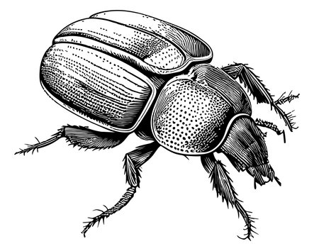 Beetle insect sketch hand drawn sketch illustrationのイラスト素材