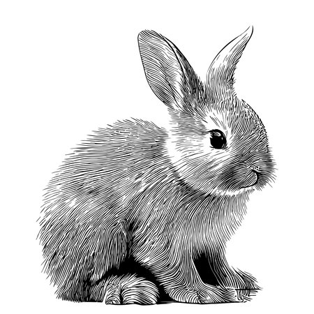 Bunny sitting sketch hand drawn in doodle style Vector illustrationのイラスト素材