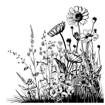 Wild field hand drawn sketch in doodle style Natural field Vector illustrationのイラスト素材