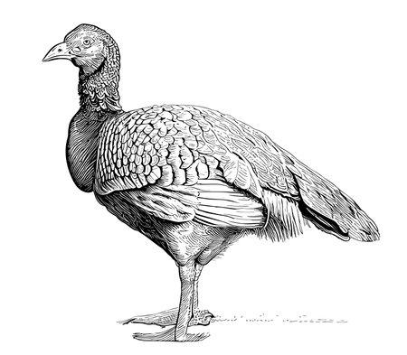 Bird Turkey retro hand drawn sketch Vector illustration Thanksgiving dayのイラスト素材