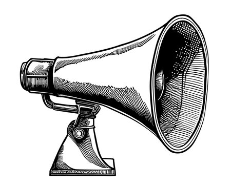 Loudspeaker sketch hand drawn Vector illustration Megaphoneのイラスト素材