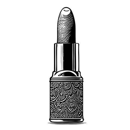 Women lipstick retro cosmetics hand drawn sketch Vector illustrationのイラスト素材