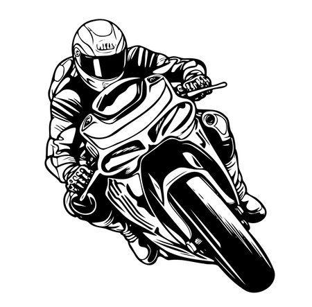 Motorcyclist sketch hand drawn Vector illustration sports competitionのイラスト素材