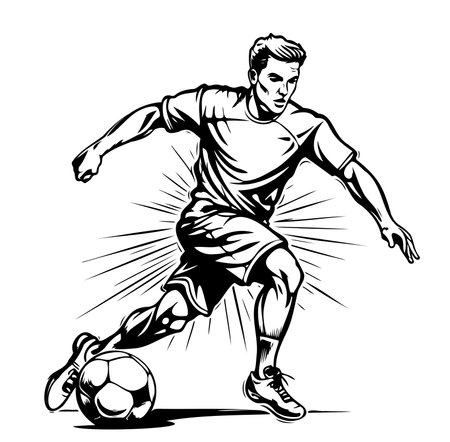 Soccer player sketch hand drawn Vector illustration sports competitionのイラスト素材