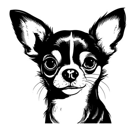 Chihuahua head sketch hand drawn in graphics Animals pets Vector illustrationのイラスト素材