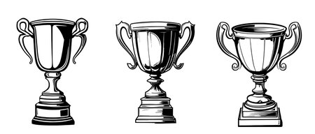 Victory cups sketch drawn in hand graphic style Vector illustrationのイラスト素材