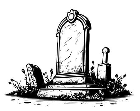 Grave retro sketch hand drawn Vector illustrationのイラスト素材