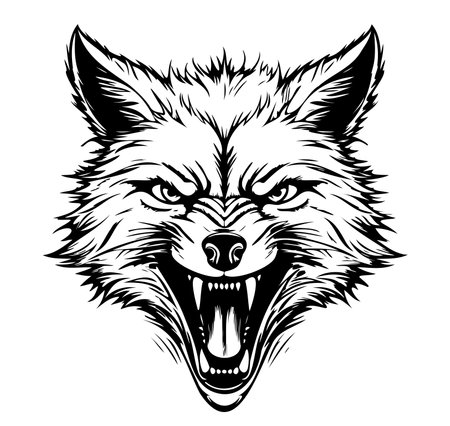 Angry fox sketch hand drawn sketch Vector illustrationのイラスト素材
