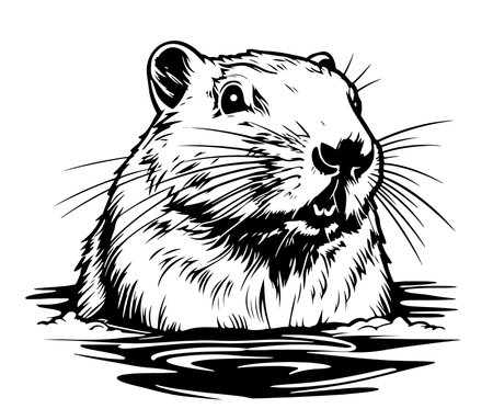 Beaver head sketch hand drawn Vector illustrationのイラスト素材