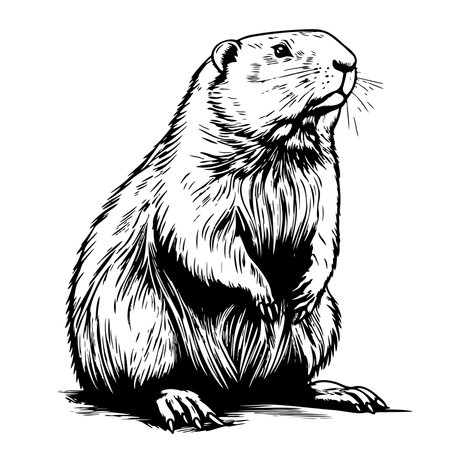 Beaver sketch hand drawn Vector illustration Wild animalsのイラスト素材