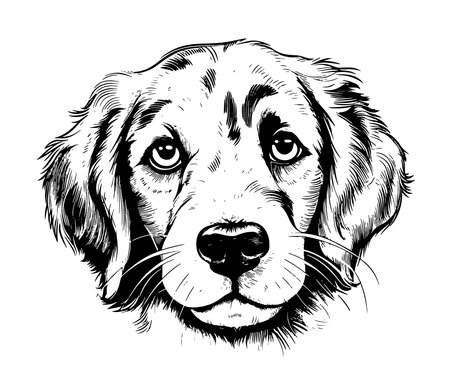 Cute dog head sketch hand drawn Vector illustrationのイラスト素材