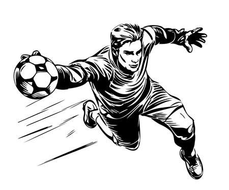 Football goalkeeper sketch hand drawn Vector illustration Sportsのイラスト素材