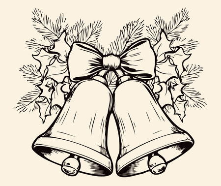 Christmas bells, hand drawn sketch. Symbol of Christmas and New Yearのイラスト素材