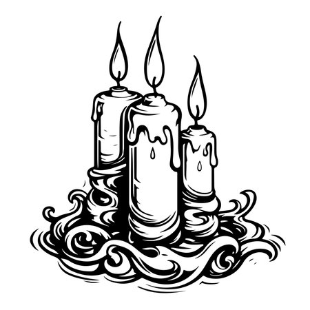 Candles melting hand drawn sketch Symbol of holiday and romance.のイラスト素材