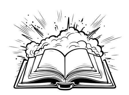 Open book side view mockup. Realistic flipping pagesのイラスト素材