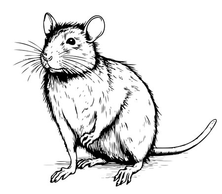 Rat hand drawn sketch, vector illustration. Wild animalsのイラスト素材