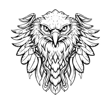Eagle face sketch hand drawn Vector illustration Birds huntingのイラスト素材