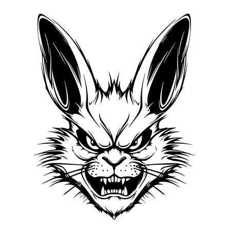 Angry rabbit hand drawn sketch in comic style coloring bookのイラスト素材