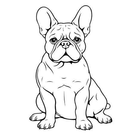 French bulldog hand drawn sketch in Comic style coloring bookのイラスト素材