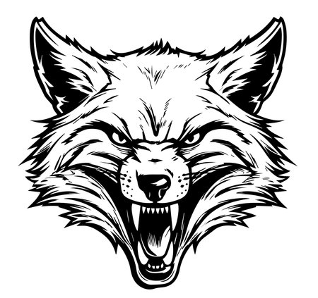 Angry Fox Mascot Illustration Logo, Vector Graphic for Sport and E-Sport Teams, Face of Foxのイラスト素材