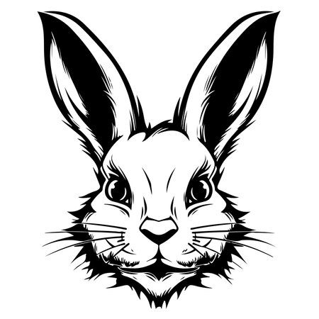 Rabbit line art. vintage. Bunny tattoo or easter event print design vectorのイラスト素材