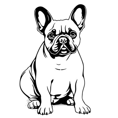 Cute French bulldog hand drawn sketch in Comic style coloring book,Petsのイラスト素材