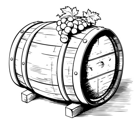 Wooden barrel vintage . Vector hand drawn sketch illustration.のイラスト素材