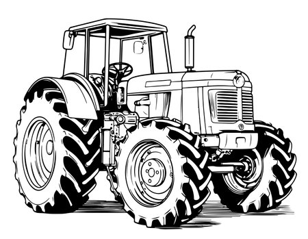 Vintage tractor hand drawn sketch in doodle style illustrationのイラスト素材
