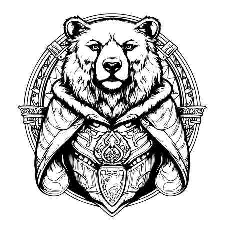 Vector image of a heraldic bear on a white background. Coat of arms, heraldry, emblem, symbol.のイラスト素材
