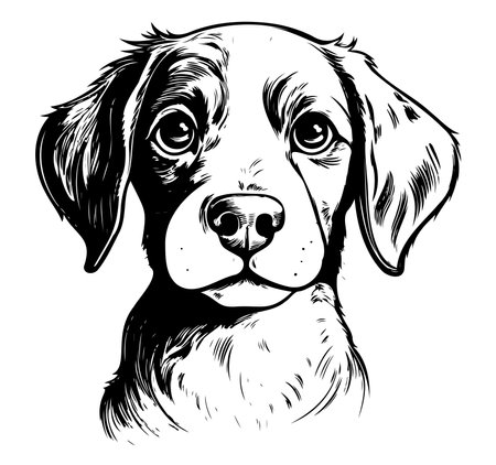 Dog, puppy hand drawn line style vector illustrationのイラスト素材