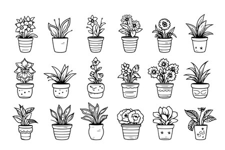 vhouseplants and garden toolsのイラスト素材