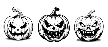 Halloween pumpkin hand drawn sketch.のイラスト素材