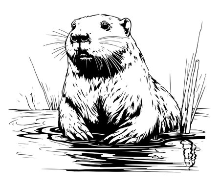 Beaver rodent faceのイラスト素材