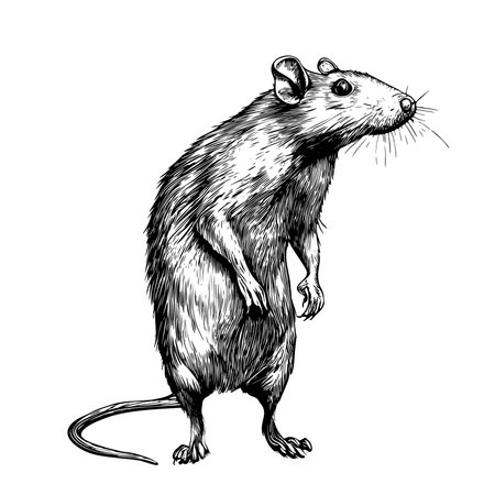 Rat animal sketch hand drawn sketch, engraving style vector illustration.のイラスト素材
