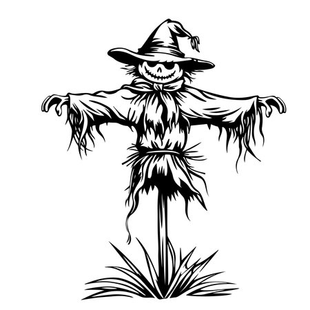 Scarecrow illustration, drawing, engraving ink line art vectorのイラスト素材