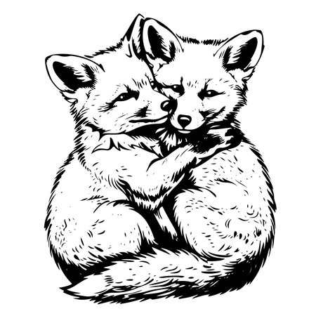 Fox kids sketchのイラスト素材