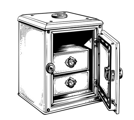 Safe retro vintage sketch hand drawn engraved style Business Vector illustration.のイラスト素材