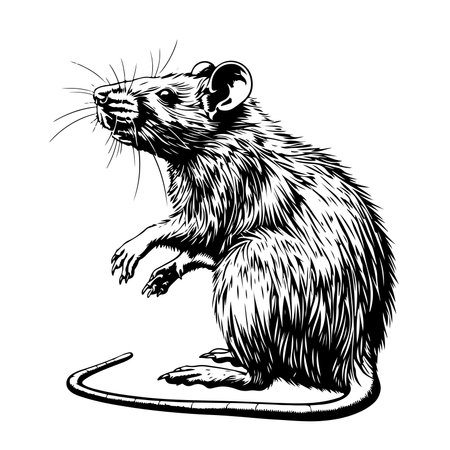 Rat animal sketch hand drawn sketch, engraving style vector illustration.のイラスト素材