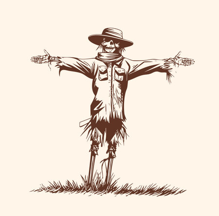 Sketch illustration of a garden scarecrowのイラスト素材