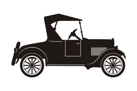 icon retro car black on the white backgroundのイラスト素材