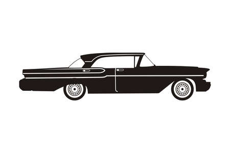 icon retro car black on the white backgroundのイラスト素材