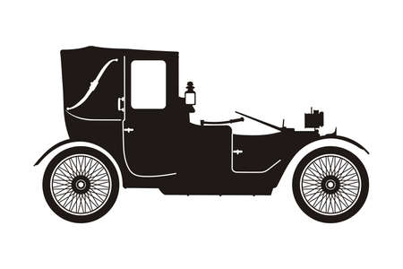 icon retro car black on the white backgroundのイラスト素材