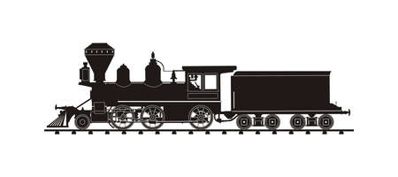 vintage train illustration vector silhouetteのイラスト素材