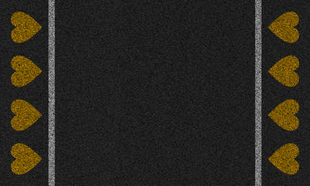 asphalt background with painted hearts and stripesの写真素材