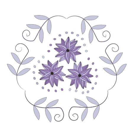 Decorative floral purple ornament on white backgroundのイラスト素材