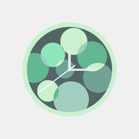 Stylish round green wall clock isolated . Vector illustrationのイラスト素材