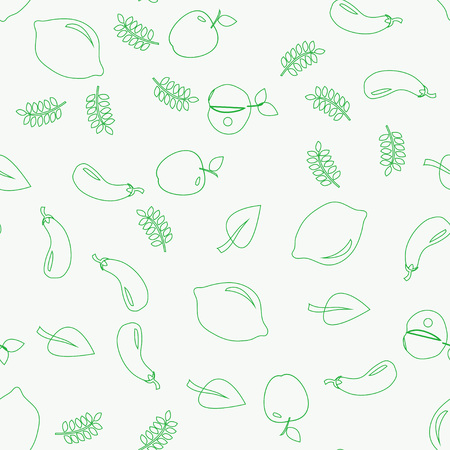 Vector green vegetables pattern. Vegetables seamless backgroundの写真素材