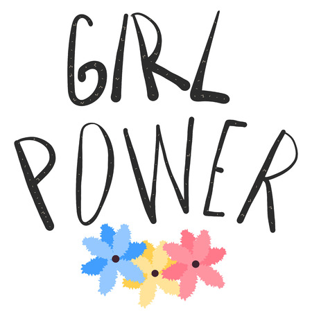 Girl Power feminism quote. Woman motivational slogan. Vector Illustration.のイラスト素材